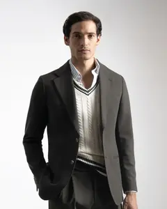 Мужской пиджак структуры slim fit цвета хаки PuroEgo