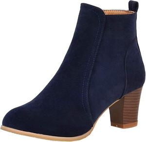 Женские ботильоны KOKOMOMO на среднем каблуке из искусственной замши с молнией, осенне-зимняя обувь для женщин, Blue