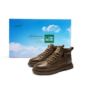 Mulinsen Высокие повседневные мужские ботинки - хаки (с флисовой подкладкой), цвет Khaki (Fleece-Lined)