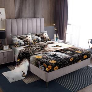 Erosebridal Комплект постельного белья Highland Cow с принтом коров и цветов, Grey White