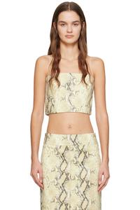 Бежевый топ из кожи с тиснением под питона Helmut Lang