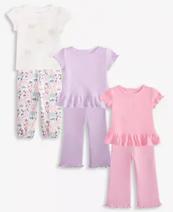 Футболки с короткими рукавами для девочек, расклешенные леггинсы и флисовые штаны - First Impressions, белый