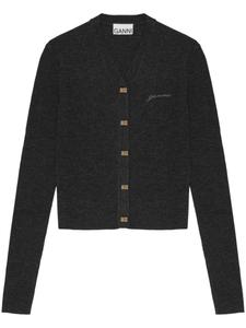 GANNI кардиган с вышитым логотипом, черный