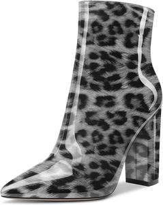 Женские ботильоны Aachcol, короткие ботинки с заостренным носком, на каблуке, на толстом высоком каблуке, с лаковой отделкой и молнией, 10 см, Multicolor L