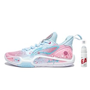 LINING Баскетбольные кроссовки Speed 9 Shock Absorbers с противоскользящим покрытием, устойчивые к истиранию, низкие, мужские, цвет "голубой-розовый"