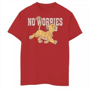 Футболка Disney's The Lion King для мальчиков 8–20 лет «Симба, не беспокойся» с простой графикой Disney, красный