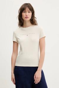 Хлопковая футболка Tommy Jeans, бежевый