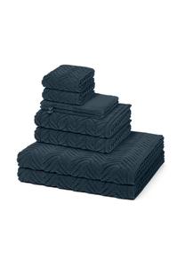 Набор полотенец Ross Sensual Skin Zopf с узором, 8 штук, темно-синий