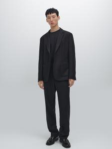 Брюки из смесовой шерсти Massimo Dutti, темно-синий