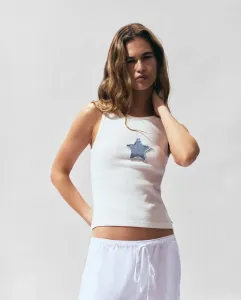 Женский топ с заплаткой в виде звезды из денима Brownie, белый