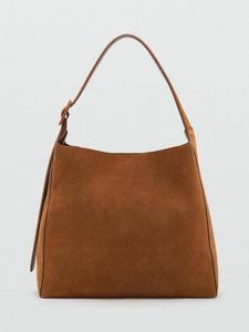 Большая кожаная сумка через плечо Igor из замши Mango, Medium Brown