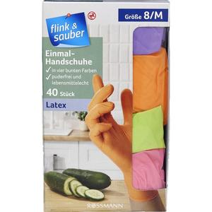 Одноразовые перчатки латексные разноцветные. М flink & sauber, 40 шт.
