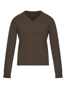 Шерстяной свитер с V-образным вырезом MM6 Maison Margiela, коричневый