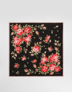 Шелковый твиловый платок с принтом "букет роз" 70x70 DOLCE & GABBANA, мультиколор