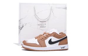 Jordan Баскетбольные кроссовки Air 1 с антискользящим износостойким верхом, винтажные, унисекс, белые, коричневые