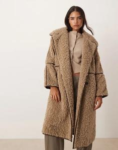 Длинная шуба из овсянки от ASOS DESIGN