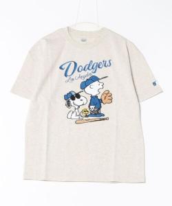 Футболка с принтом, хлопок, PEANUTS x MLB, бежевый