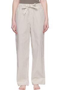 Tekla Пижамные штаны из поплина цвета слоновой кости и коричневого оттенка