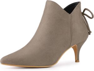 Женские ботильоны Allegra K с заостренным носком и невысоким каблуком, Taupe