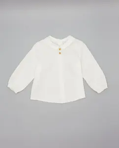 Детская рубашка с французским воротником, пуговицами и сборками Fina Ejerique, светло-бежевый