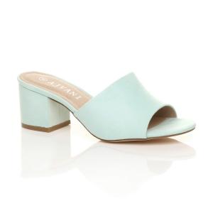 Босоножки-мюли на среднем каблуке с открытым носком из искусственной замши AJVANI, зеленый