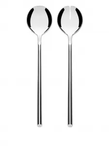 Набор из двух перфорированных салатных ложек Clivo Alessi, серебристый