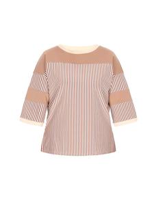 Женская блузка больших размеров в полоску цвета хаки myMo