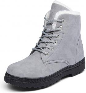 Женские зимние высокие ботинки DADAWEN из замши с водоотталкивающей пропиткой и шнуровкой, Grey