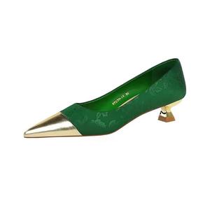 QITUMAUL Стройные каблуки на высоком каблуке женские зеленые, цвет Green[Heel Height 3.5cm]