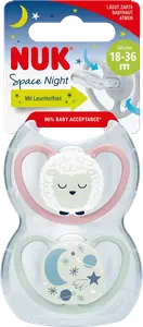 Соска Space Night силиконовая фиолетовая/мятная с 18 месяцев 2 шт. NUK