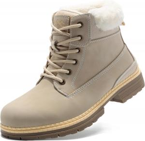 Женские зимние походные ботинки COTTIMO - женские повседневные легкие уличные ботильоны до щиколотки для работы и походов, на шнуровке, с меховой подкладкой, для прогулок и треккинга, Grey