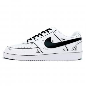 Nike Кроссовки для скейтборда Court Vision 1 Battle Anime с нескользящей подошвой, износостойкие, унисекс, черные, белые