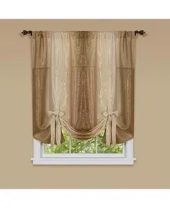 Полупрозрачная штора-занавеска Royal Ombre с завязками, жатая, на одно окно, 50 дюймов (ширина) x 63 дюйма (длина) Goodgram, sandstone