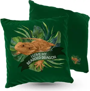 Подушка велюровая "Бородатая агама" 40х40 см, декоративная с наполнителем, для гостиной, спальни или в подарок 5made