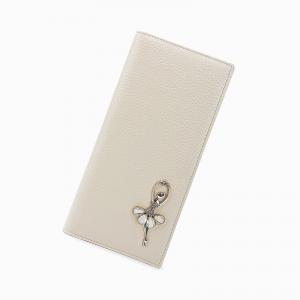 MEXICAN Женский бумажник из натуральной кожи коровы черный розовый бежевый, Ecru Long