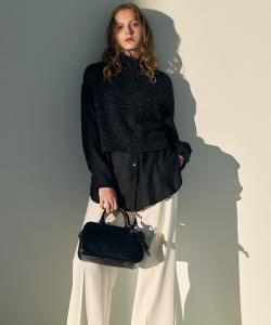 Вязаный жилет с высоким воротником из смеси кашемира и люрекса