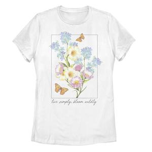 Футболка с рисунком «Живи просто, цвети дико» для юниоров, белый