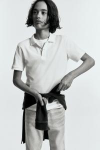 Рубашка-Поло из хлопкового пике H&M, белый