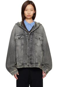 Acne Studios Черная джинсовая куртка с капюшоном