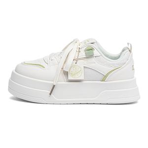 WARRIOR Износостойкие дышащие низкие кроссовки для скейтбординга, увеличивающие рост, женские, бежево-зеленые