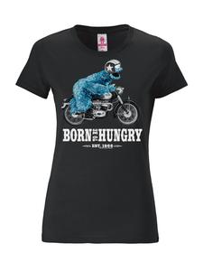 Футболка Улица Сезам с мотоциклом Печеньковый Монстр в черном цвете Logoshirt