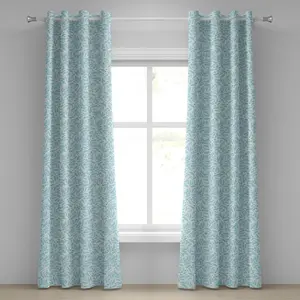 Штора ABAKUHAUS с перьями на люверсах, винтажное однотонное этническое одеяло с мотивом солнца и ацтекским узором, декоративные двухпанельные шторы, 280 см x 225 см, светло-голубой с белым Abakuhaus