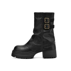 DAPHNE Черные не утепленные женские полусапожки, цвет Black Unlined