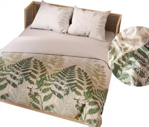 Комплект постельного белья FERNA 220x200 см - сатин-хлопок, бежевый, с растительным узором MARKIZETA HOME