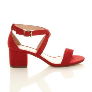 Босоножки на каблуке из искусственной замши со скрещенными ремешками на среднем каблуке AJVANI, красный