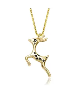 Детское ожерелье с подвеской в виде оленя, покрытое 14-каратным золотом и черными кубическими цирконами Gigigirl, gold