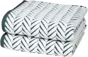 Полотенца ROSS "Sensual 9002", (2 шт.), в стиле косы 50х100 см (2 шт.), зеленый/белый