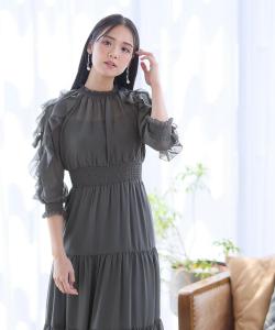 Свадебное платье из шифона с оборками на рукавах, платье для приглашений, вечернее платье, платье для встречи выпускников Pourvous, цвет Army Khaki