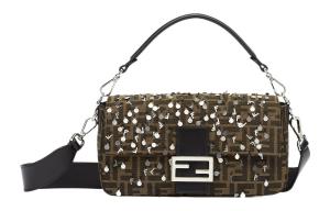 Сумка через плечо из телячьей кожи с полиэстером и хлопком, мужская коричневая FENDI