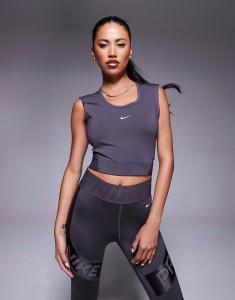 Укороченная майка Nike Pro Training Dri-FIT темно-серого цвета Nike Training